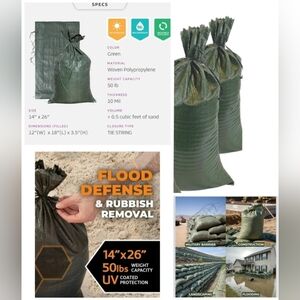 🍎New 10 Poly Sand Bags Flood Barrier Weight Construction Earth Homes Reuseable